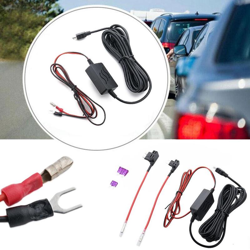 Para caja de fusibles Universal HardWire cámara de salpicadero de coche Kit cable Micro USB duro C5G5