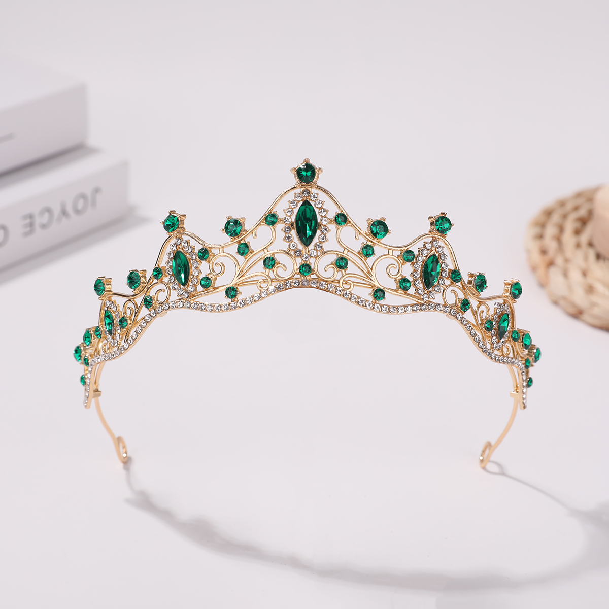 Tiara de cumpleaños para niña, accesorios para el cabello de boda, vestido de novia simple coreano, accesorios de tiara de rendimiento para niños.: Verde