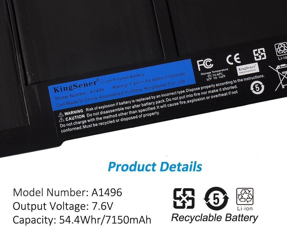 KingSener Neue Laptop Batterie A1496 Für Apple MacBook Air 13 "A1466 MD760LL/EINE MD761CH/A 7,6 V 7150mAh