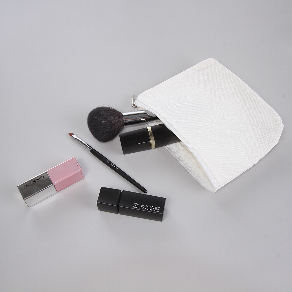 Bolsa para cosméticos de 6 pçs/lote, bolsa de algodão branco puro para faça você mesmo, com zíper, de lona