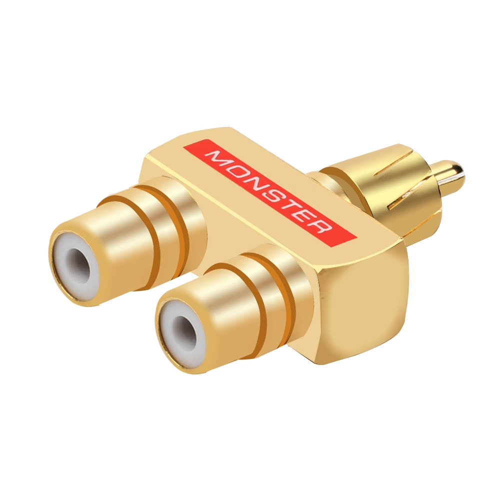 RCA-Adapter, 90 Grad rechtwinkliger Stecker, 1 RCA-Stecker auf 2 schnallen-Buchse, Audio--Video-Y-Splitter, Metallstecker für TV-Lautsprecher: Grün