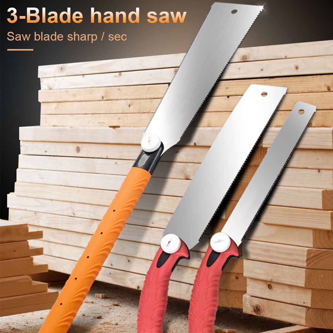 3-Blade Hand Saw Pull Shaving Saw Medium Cross Cutting Saw Garden Trimming Wood Bamboo Pvc Plastic Cutting Tool