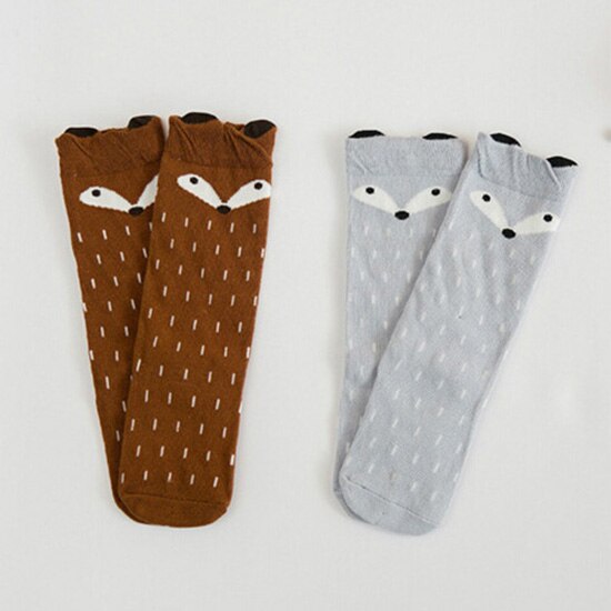 bebé niños niñas estampado de zorro calcetines largos suave algodón protege la rodilla medias altas