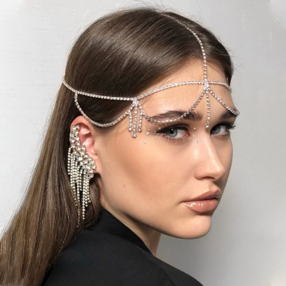 Chaîne de cheveux en strass Simple, accessoires pour femmes, couvre-chef de fête en cristal, bijoux de front de mariée, diadème à franges