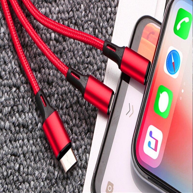 Cable de datos de carga de teléfono móvil para encendedor de cigarrillos de coche con 3 tipos de interfaz USB para cargador de coche dual usb universal