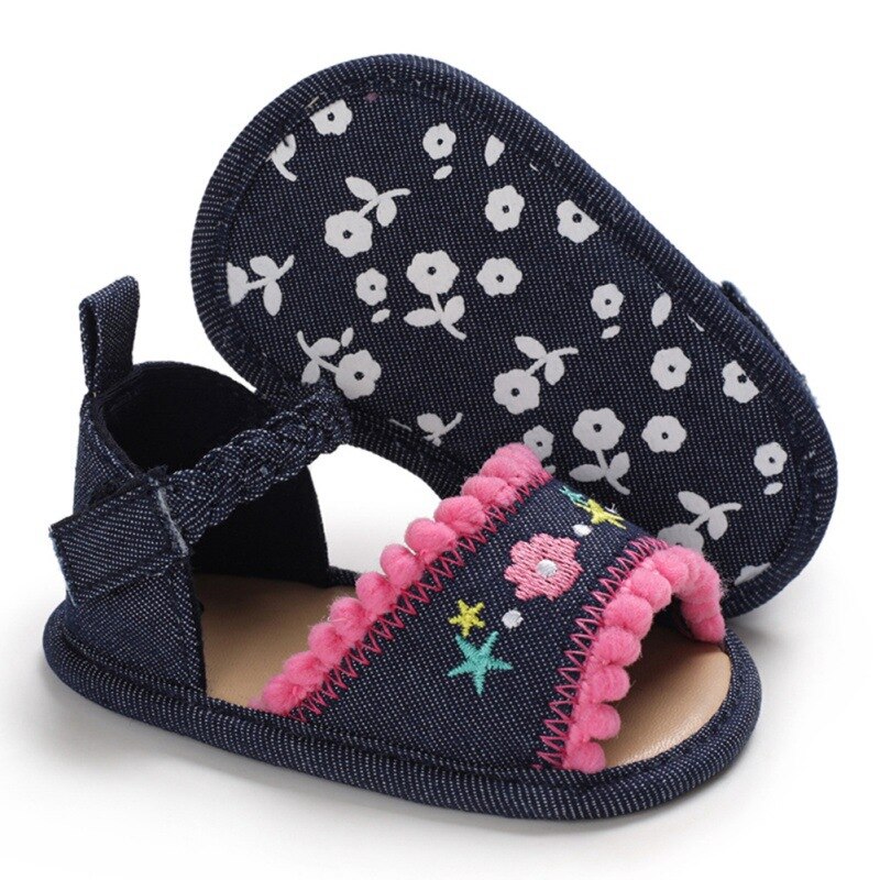 été bébé enfant filles fleurs imprimer respirant en cuir anti-dérapant sandales à semelles souples enfant en bas âge fille chaussures