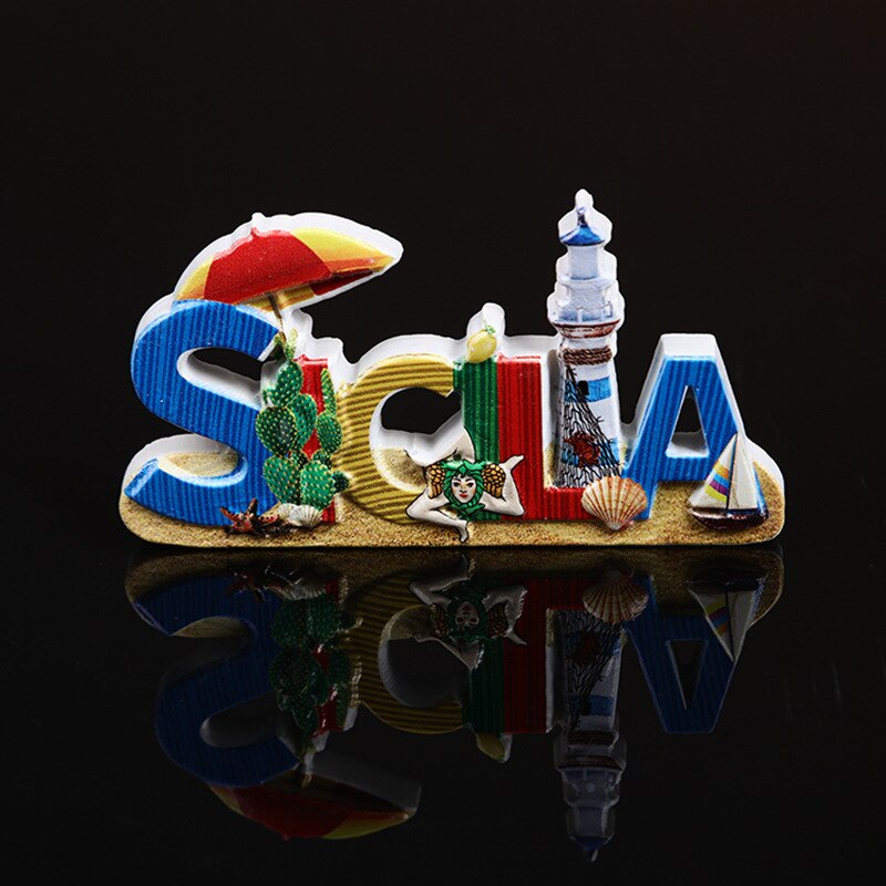 Wereld Reizen Koelkastmagneet Souvenir Italië Sicilia Hars Koelkast Sticker Keuken Accessoires Decoratie Thuis Relatiegeschenk Ideeën