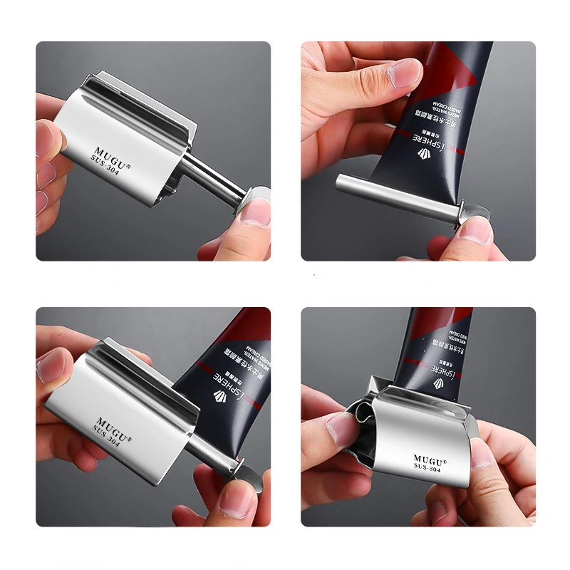 Exprimidor de pasta de dientes para el hogar, dispensador de pasta de dientes de acero inoxidable, Simple y práctico, pone un extremo para desperdiciar accesorios de baño, 1 ud.