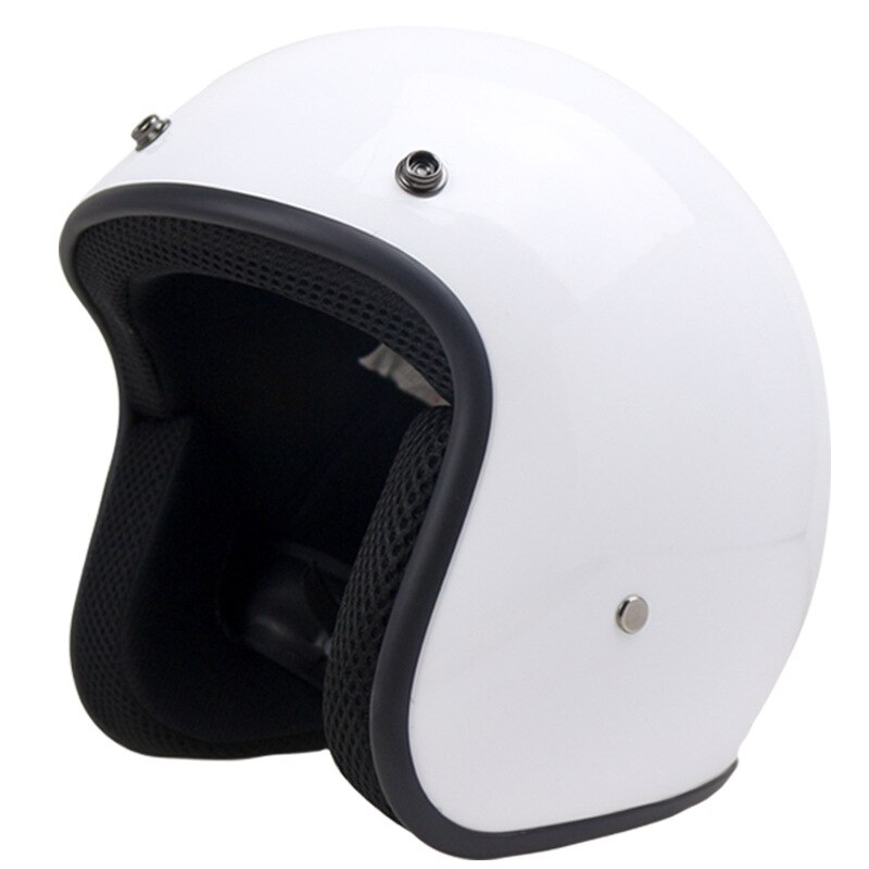 Vintage White Open Motorcycle Helmet Jet Retro Helmet Open Face Retro 3/4 Half Helmet Casco Moto Capacete Motociclismo: White / M