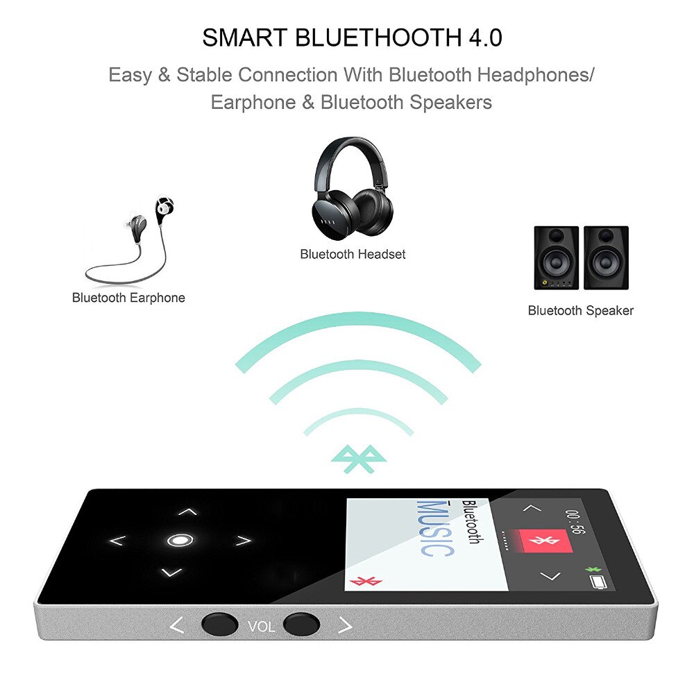 BENJIE K8 lecteur Mp3 bluetooth avec écran tactile son 8 GB lecteur de musique avec Radio FM Ebook visionneuse de photos FLAC MP3 WAV