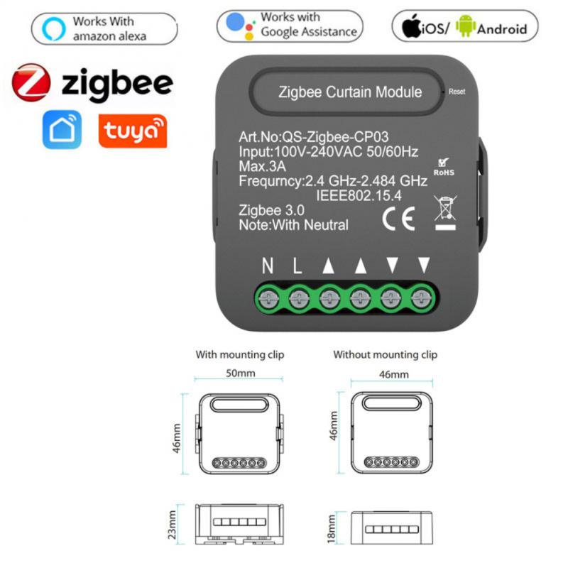 Tuya WiFi/ZigBee Curtain Switch Module for Roller Shutter Blinds Motor Smart Home Automation For Google Home Alexa SmartLife app