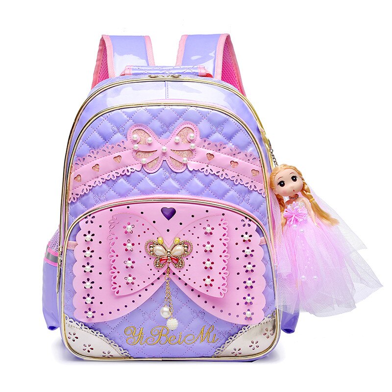 freundlicher Schule Taschen für Mädchen Rucksack freundlicher Druck Rucksäcke einstellen Schul freundlicher Wasserdichte Grundschule Rucksäcke Mochilas: Violett