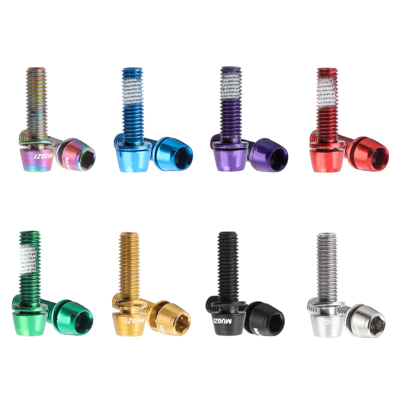 MUQZI 6 uds pernos de vástago M5x17mm tornillo de vástago de manillar de bicicleta con arandela MTB tornillo elevador de vástago de bicicleta de carretera