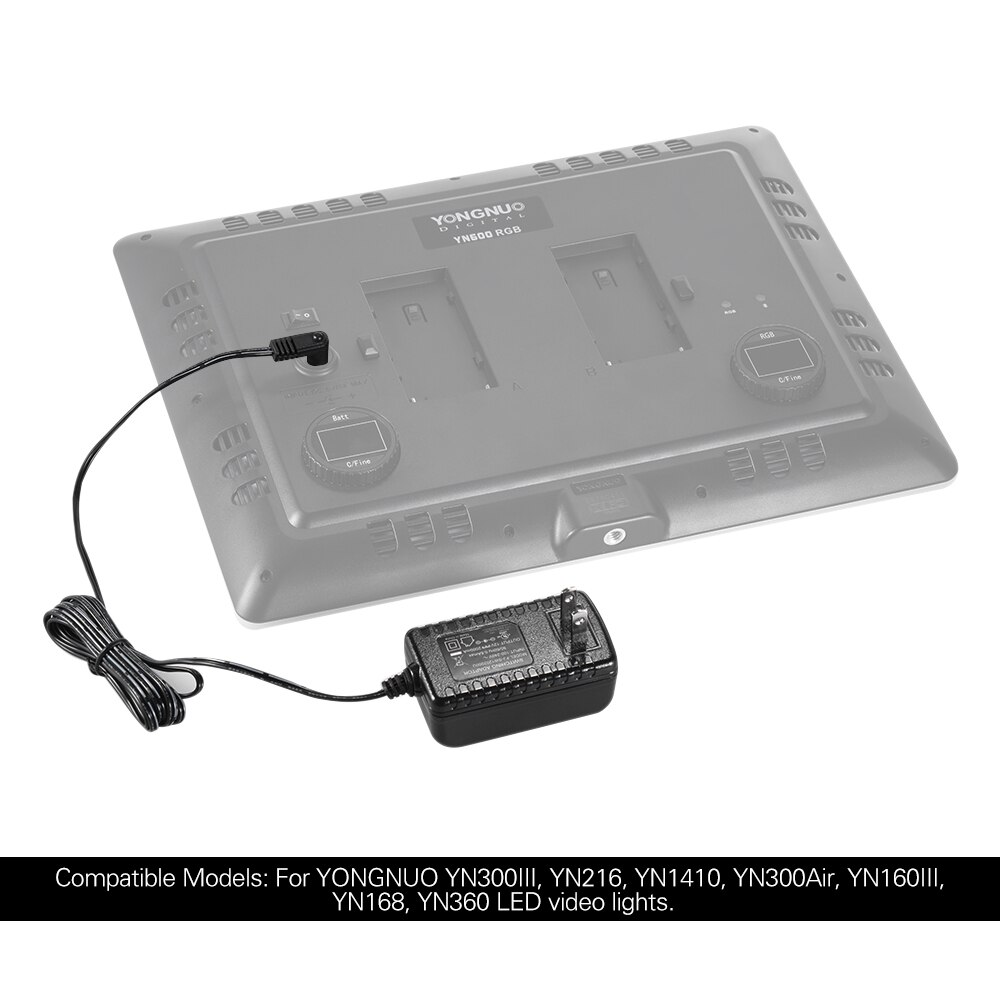 YONGNUO 12V 2A Standard Power Adapter 100-240V for YONGNUO YN300III YN216 YN1410 YN300Air YN160III YN168 YN360 LED Video Light