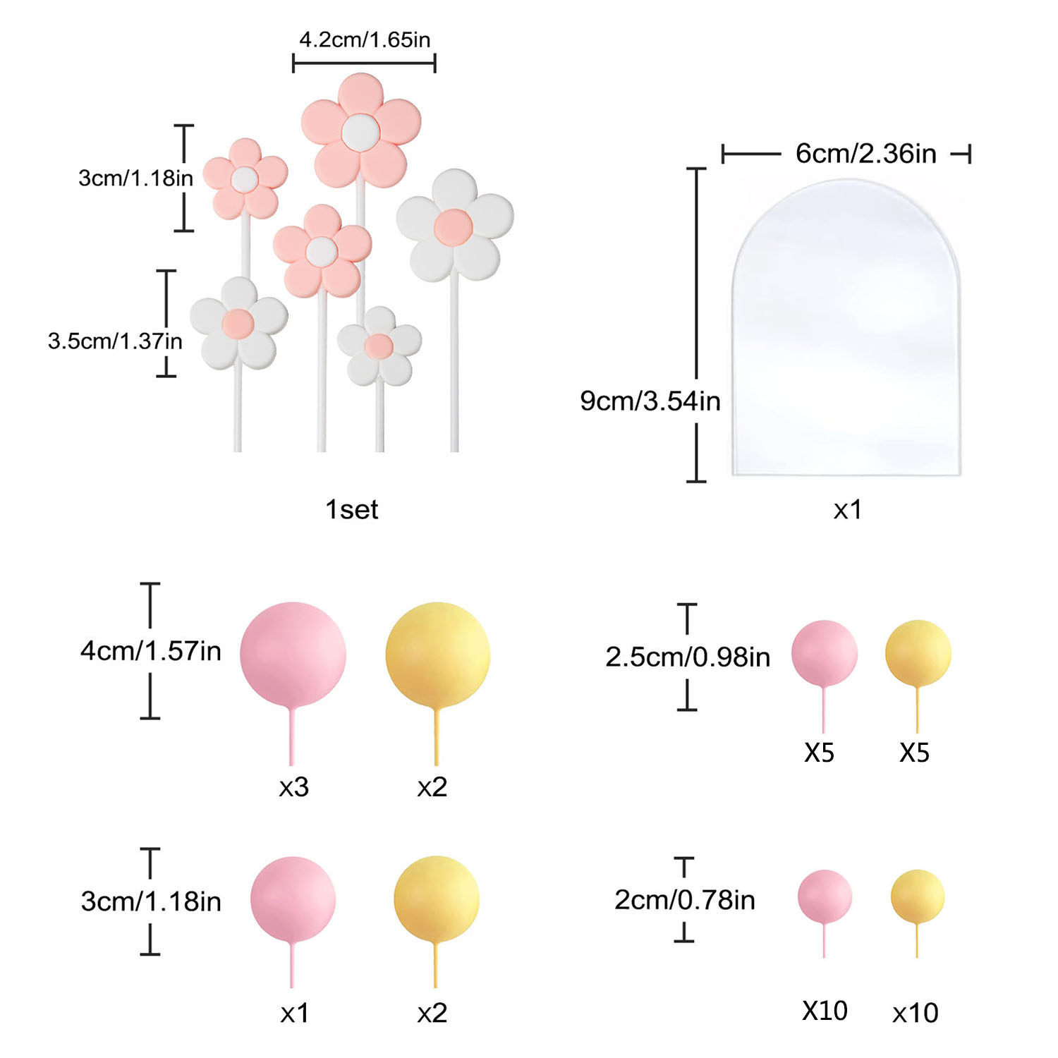 Ball Cake Topper Decorations Mini Balloons Cake Topper Sticks Balls Cake Decorations for Wedding Birthday Cake Decorations