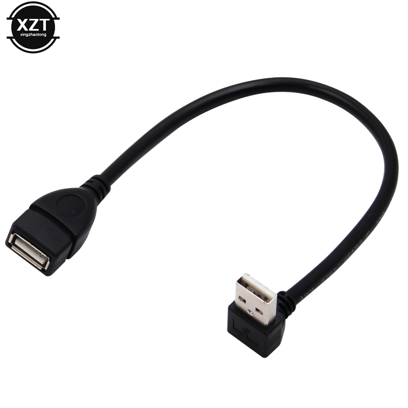 Usb 2.0 a han til hun 90 vinklet forlænger adapter kabel usb 2.0 han til hun op/ned 25cm sort kabel ledning