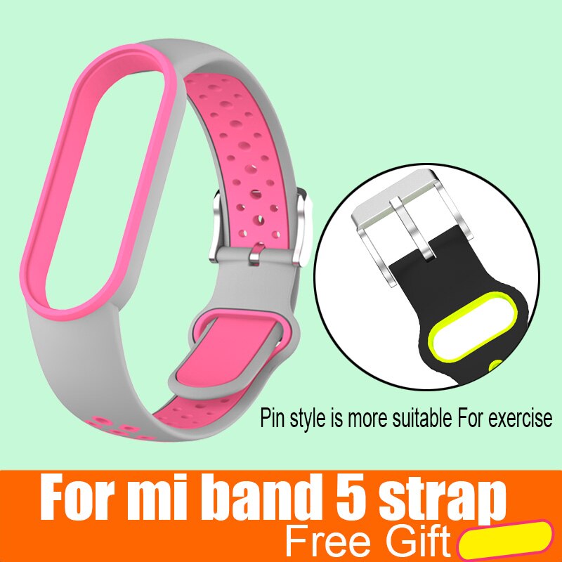 Mi Band 5 Wrist Strap for Xiaomi Mi Band 5 NFC Silicone Wristband Bracelet Mi5 Smart Watches Miband5 Accessories Sport Strap: gray pink