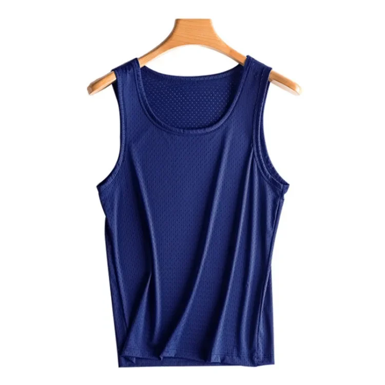 Tops para hombre, chaleco de seda helada, ropa exterior, camisetas sin mangas transpirables con agujeros de malla de secado rápido, chaleco fresco de verano, tanques de viaje para playa