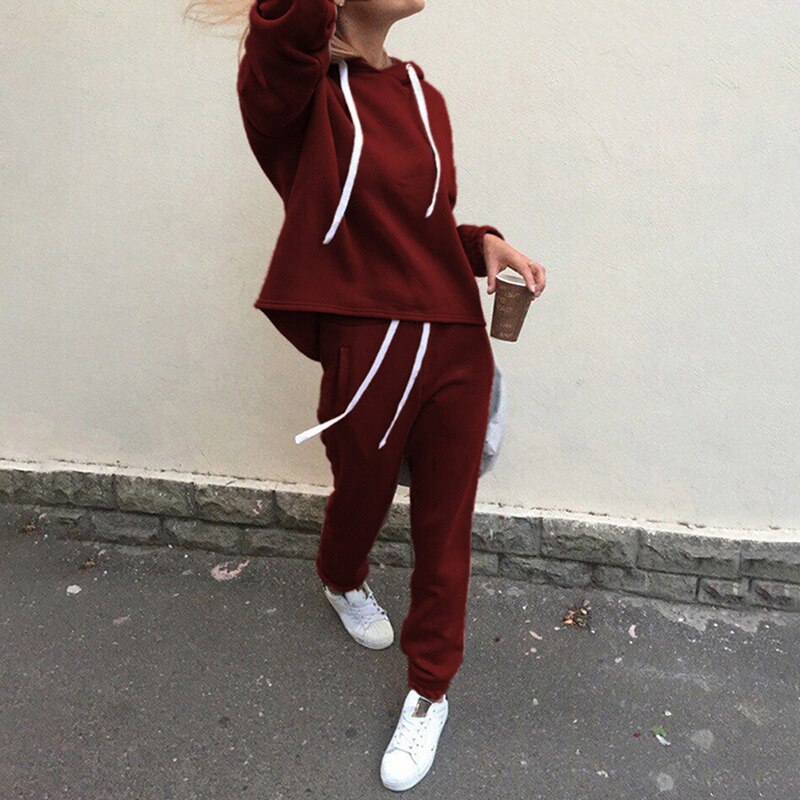 Kvinder 2 stk træningsdragt sport langærmede sweatshirts jogger jakkesæt løbesæt træning gym forårs sportstøj: Klaret / Xxl