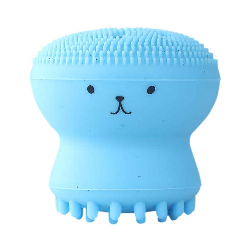Silicone Small Octopus Facial Cleansing Brushes Face Deep Cleaning Washing Brush Massage Beauty Instrument Clean Pores/Exfoliate: Octopus Blue