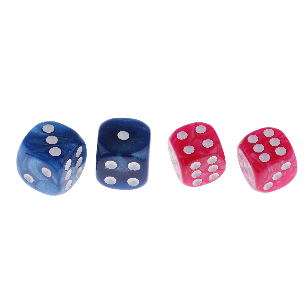 20 Stks/pak Pearlized Opaque 6 Zijdige Dobbelstenen Rollenspel Game Accessoire Roze + Blauw