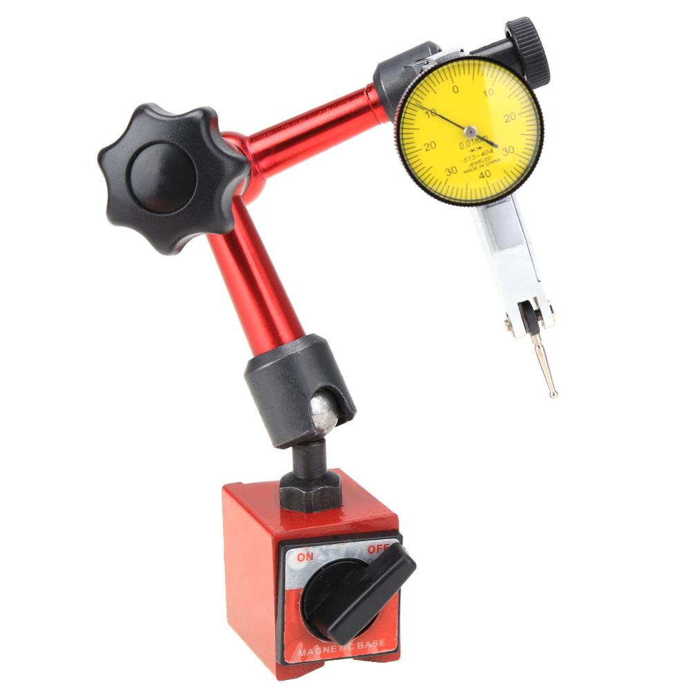 0-0.8mm vandtæt håndtag indikator dial test 0.01mm høj præcision dial indikator med fleksibel magnetisk metal base: Med håndtagsindikator