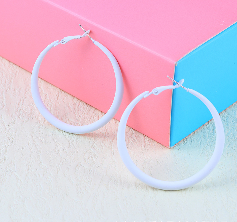 Summer Colorful Neon Hoop Earrings Pink Blue Green Yellow Large Circle Earrings for Women Girl Rock Punk Jewelry: Light Yellow Gold Color