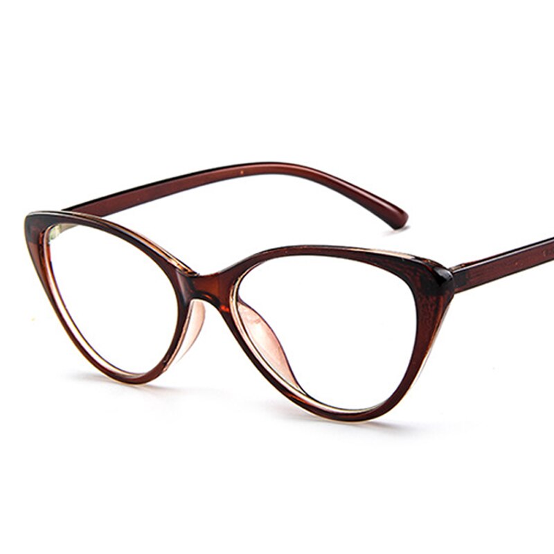 Women's Anti Blue Light Computer Glasses Cat EyeGlasses Frame Female Vintage Round Glasses Optical Spectacle Eyewear: Brown