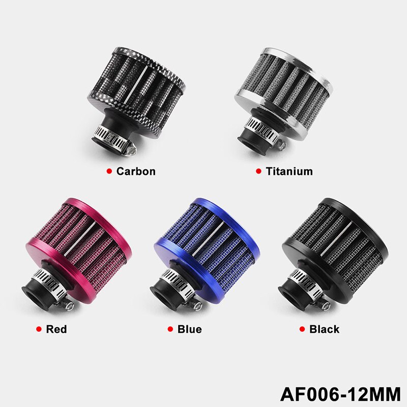 Filtro de aire modificado de 12mm para coche, filtro de cabeza de seta pequeña, filtro de aire de cabeza de seta, piezas de motor en el capó
