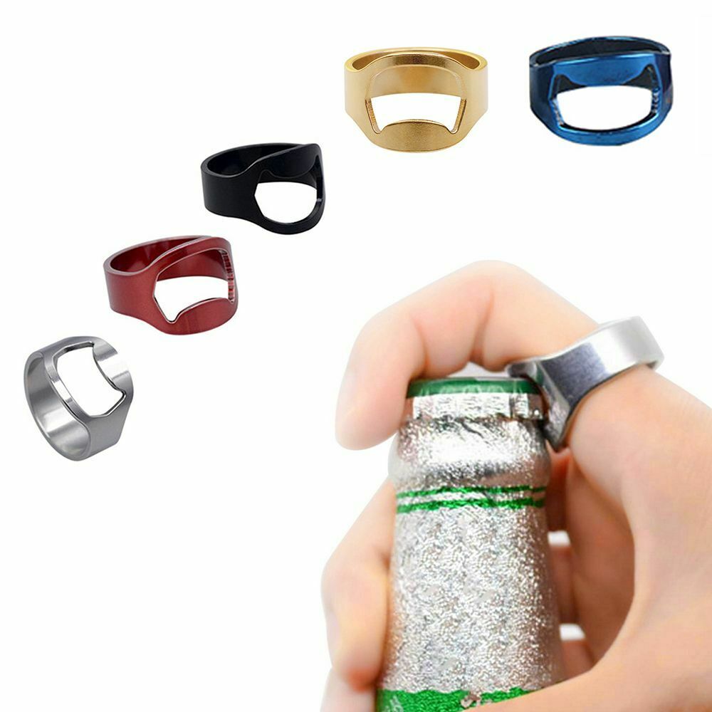 Rvs Mini Ring Bier Flesopener Vinger Ring-Shape Fles Bier Cap Opening Remover Kitchen Bar Gereedschap