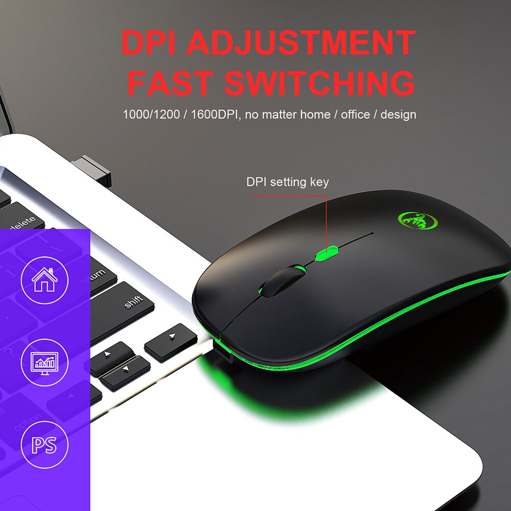 Wireless Mouse Bluetooth Computer Silent Rechargeable Ergonomic Mause With USB Optical Mice Dual Mode 2.4Ghz + Bluetooth 2 In 1