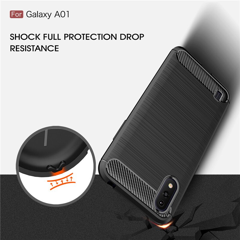 Voor Samsung Galaxy A01 Case Voor Samsung A01 Bumper Zacht Carbon Fiber Back Cover Voor Samsung Galaxy A01 Telefoon Gevallen 5.7''