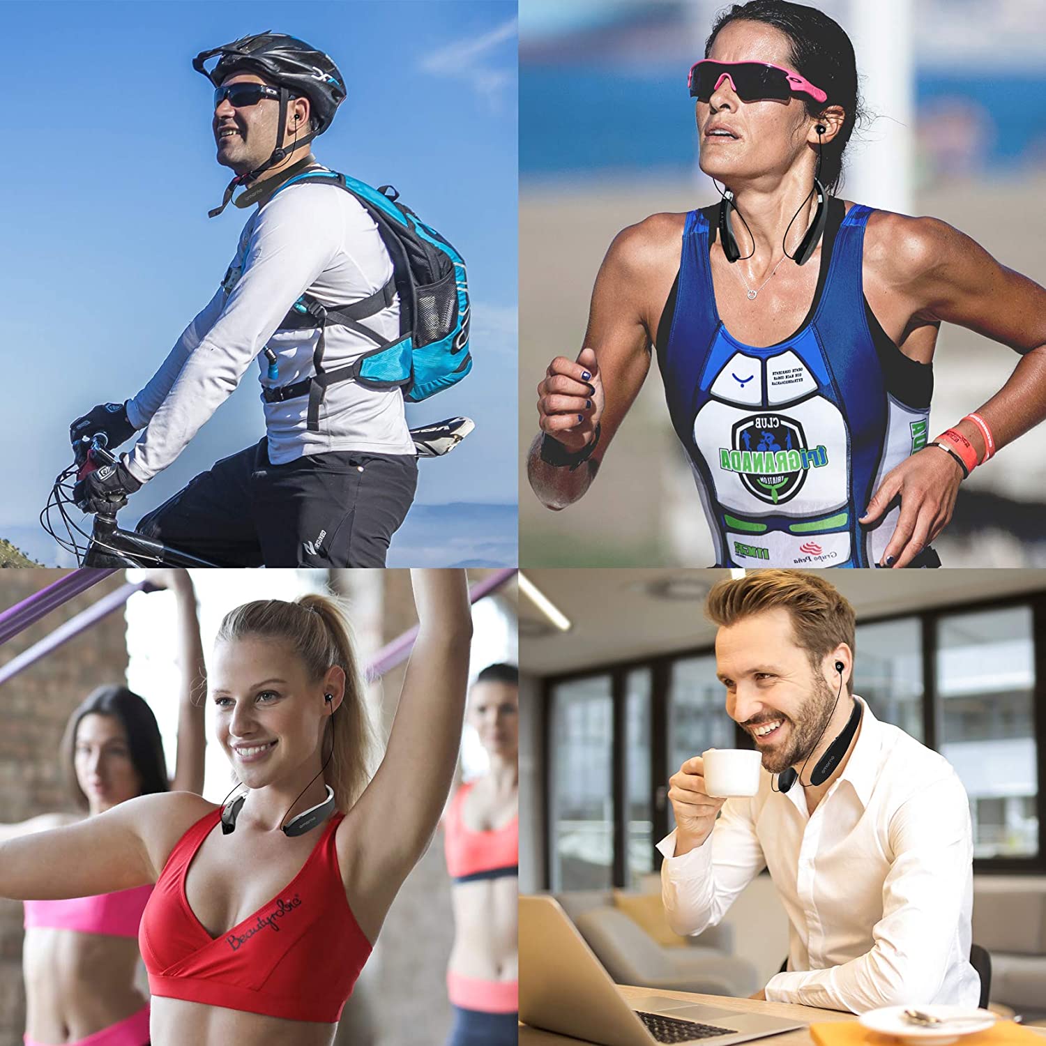 Hopfällbart bluetooth-headset, infällbara hörlurar för sport och träning, brusreducerande stereo-nackband trådlösa hörlurar med mikrofon