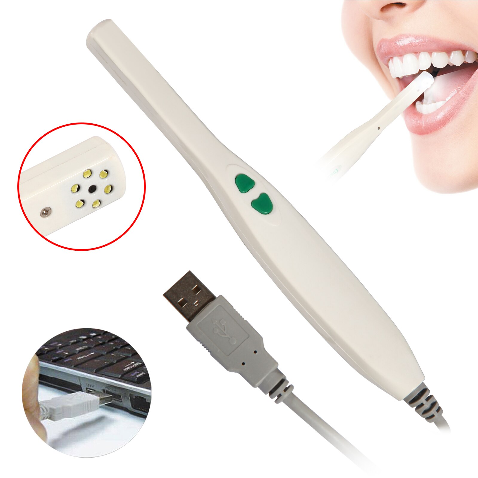 Dental Digital Intraorale Oral Kamera USB 2,0 Imaging System 6 LED Lampe Zähne Fit Windows XP /Vista/7 32 biss Dental Peep Spiegel