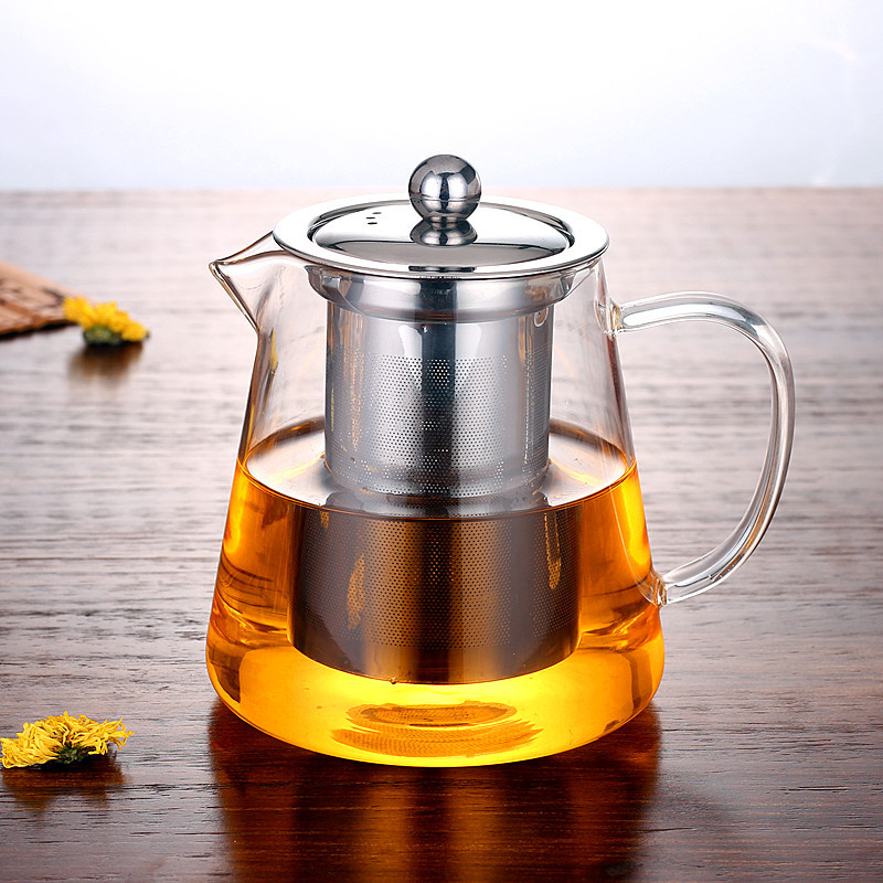 Heat Resistant Glass Teapot With Stainless Steel Infuser Heated Container Tea Pot Good Clear Kettle Square Filter
