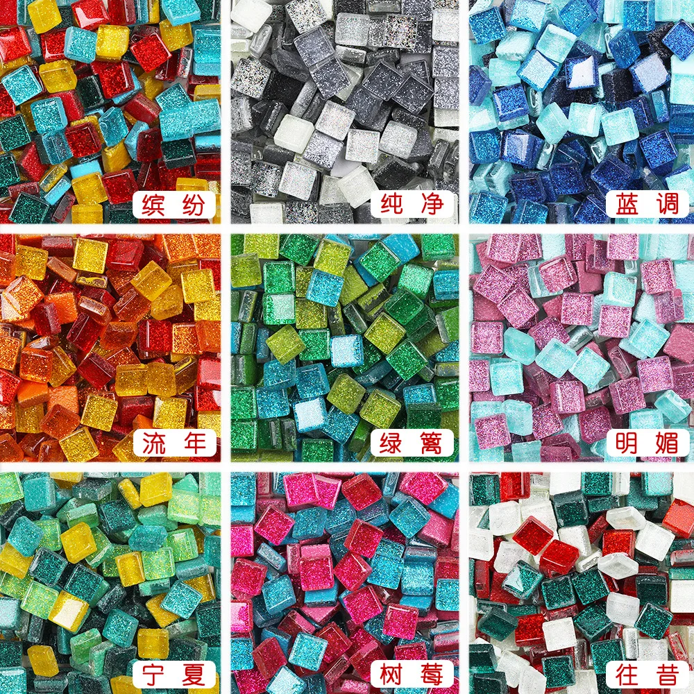 50Stck Diy mischen Farbe funkeln Glas Mosaik Steine Mosaik Fliesen Glas Kiesel Handwerk Material Puzzle Für Diy Mosaik, Der 10*10mm