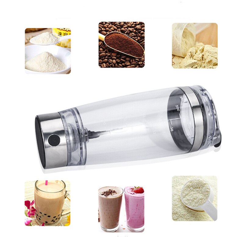 600MLPortable Movement Mixing Water Bottle Vortex Tornado PP Free Kitchen Accessories Electric Automatic Protein Shaker 450ML