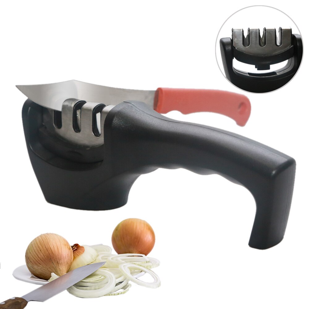 Knivslip 3- stegs kvarn köksslip keramiska knivar tillbehör volframstål och keramik: 3 steg svart