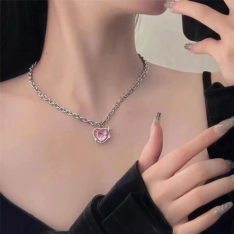 Goth Harajuku Pink Peach Heart Pendant Earrings For Women Egirl Sweet Cool Aesthetic Y2K Accessories Jewelry