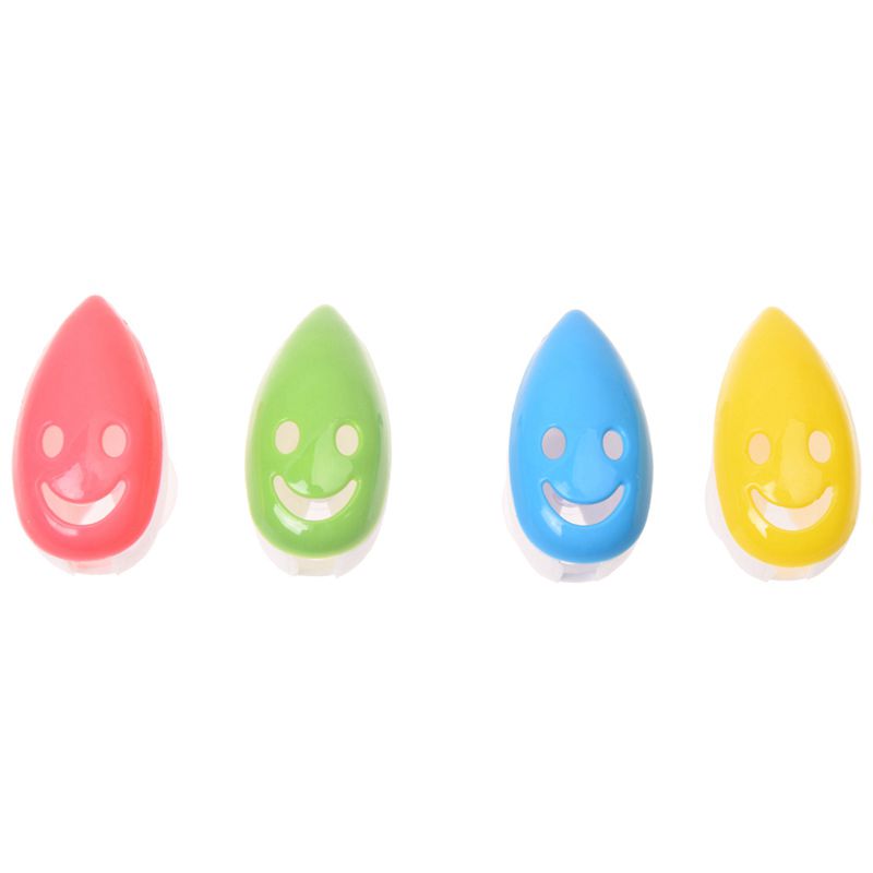 4 Stuks Glimlach Gezicht Antibacteriële Tandenborstel Cover Houder Met Zuignap Bad
