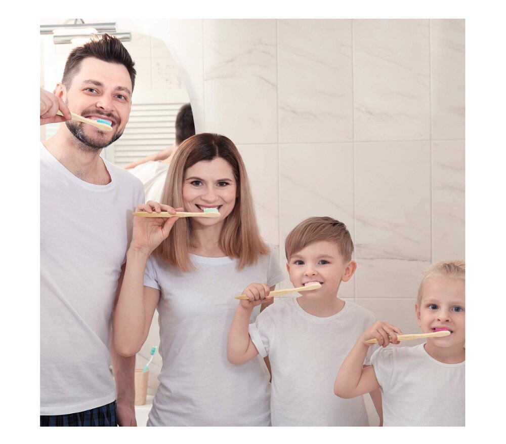 Toothbrush bamboo toothbrush rainbow degradable soft fiber toothbrush solid bamboo handle toothbrush