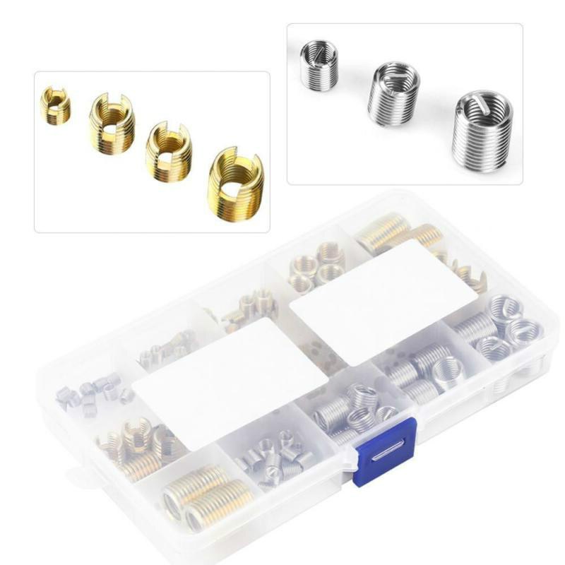 116PCS M3 - M12 Galvanized Stainless Steel Threaded Inserts Metal Thread Repair Insert Self Tapping Slotted Screw Threaded