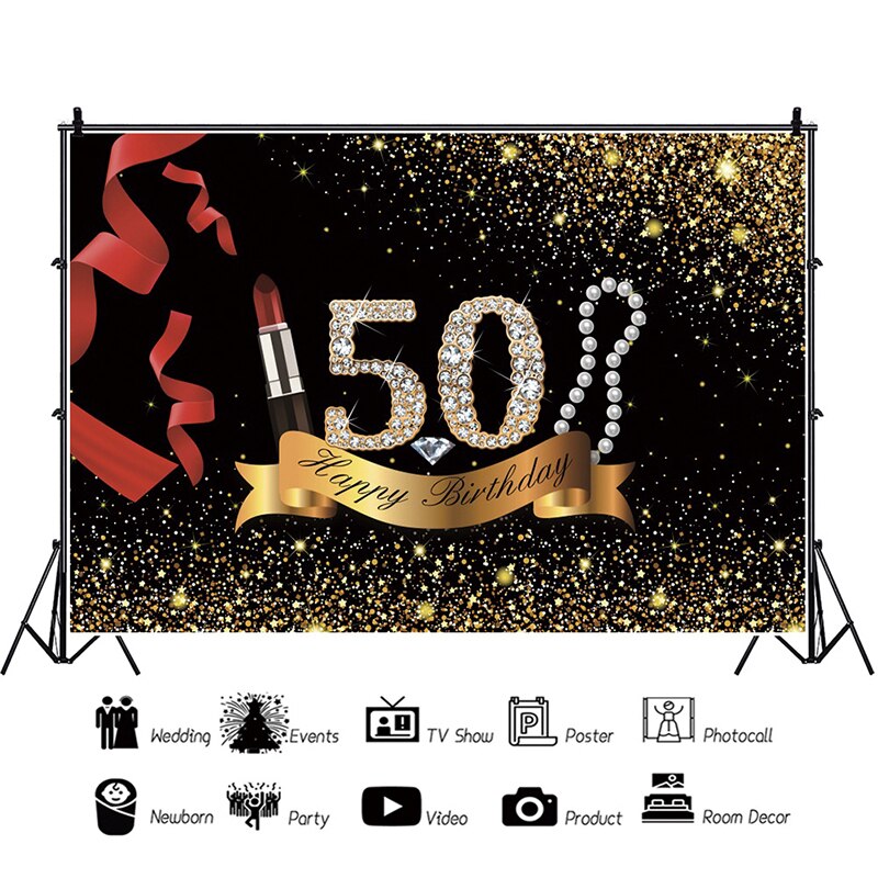 Décor de fond de fête d'anniversaire pour adulte, fournitures pour fête d'anniversaire de 30, 40, 50, 60 ans: I