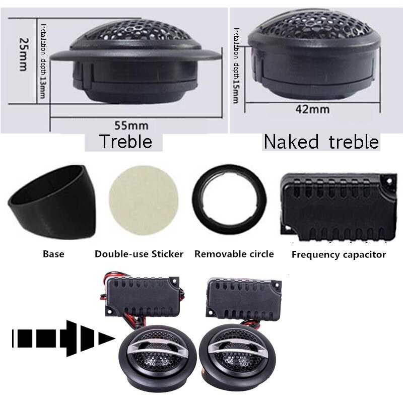 1.5 inch Tweeter Car Trunk Speakers Kits with Soprano High-pitcheded Loud Dome Tweeter Speaker
