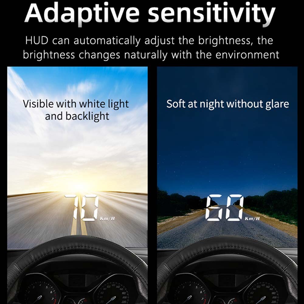 Pantalla Hud para coche, proyector de advertencias Digital, velocímetro, parabrisas, multifunción, sobrevelocidad