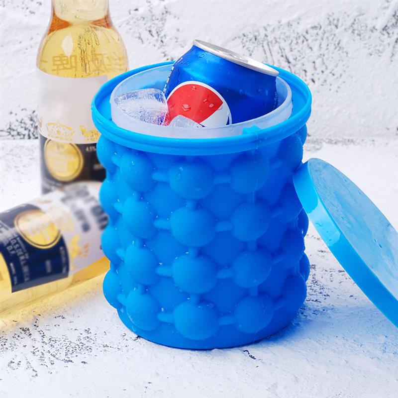 Portable 2 En 1 Grand Seau à Glace En Silicone Moule Avec Couvercle Gain Glaçons Outils Pour La Cuisine Partie Barware magique seau à glace