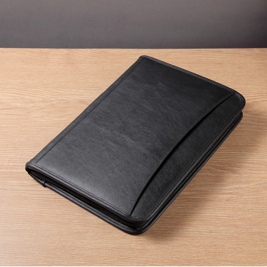 Multifunktionel lynlås padfolio læderbetræk  a4 mappe til dokumenter  a4 planlæggerportefølje til ipad taskeholder 1176