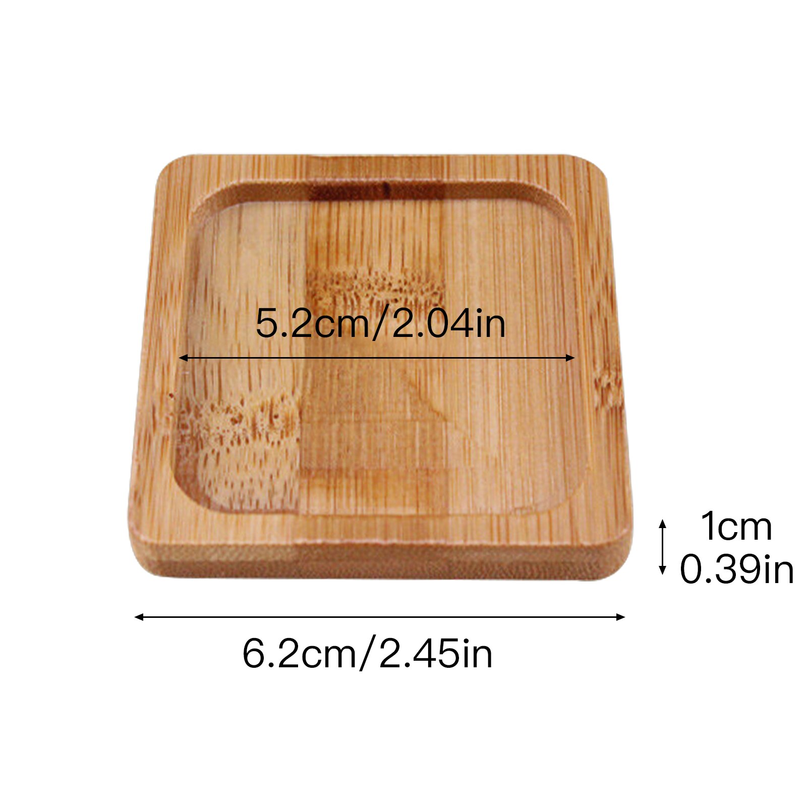 2Pcs Bambu Vierkante Bamboe Platen Bloem Stand Ronde Kommen Voor Vetplanten Potten Trays Base Stand Tuin Decor Plant Stand: 6.2x1cm 2pcs