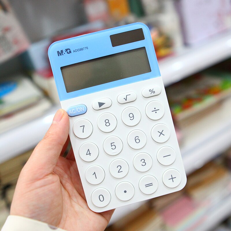 M&G Mini 12 digits Modern Tablet Dual Power Color Calculator Cute Small Solar Calculator School Student