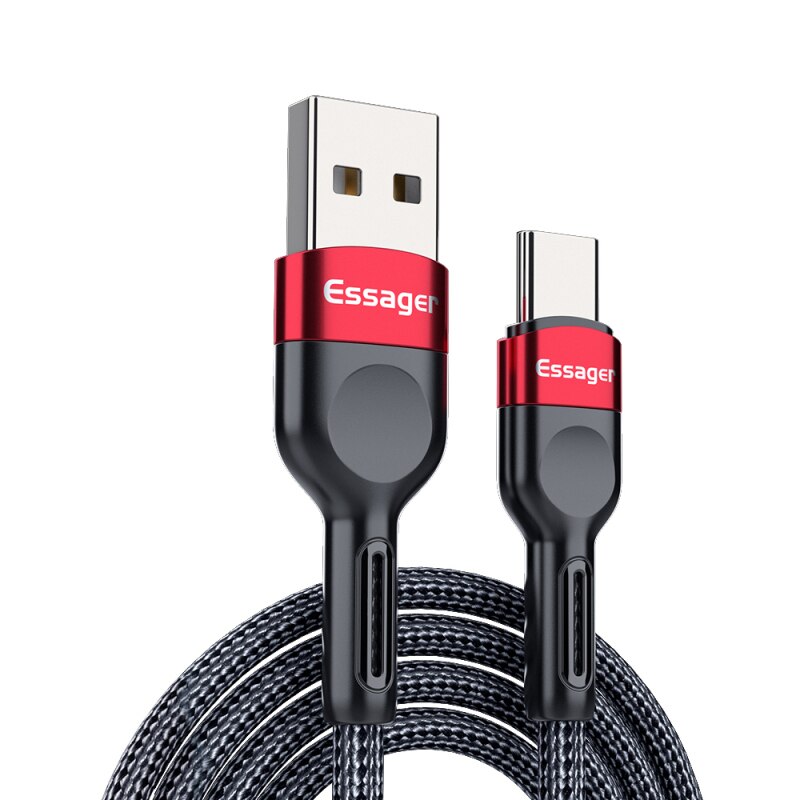 Essager USB Typ C Kabel Schnelle Ladung Ladegerät Für Xiaomi Huawei Samsung USB-C Daten Draht Schnur praktisch USBC Typ-C Kabel: rot / 1m